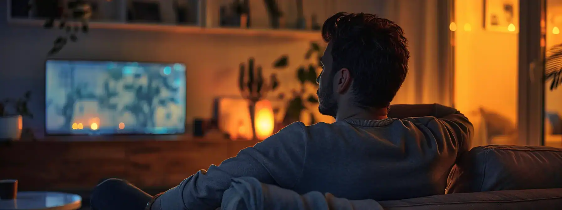 a homeowner looking at a flickering light in their living room, hinting at the need for an electrical panel upgrade.