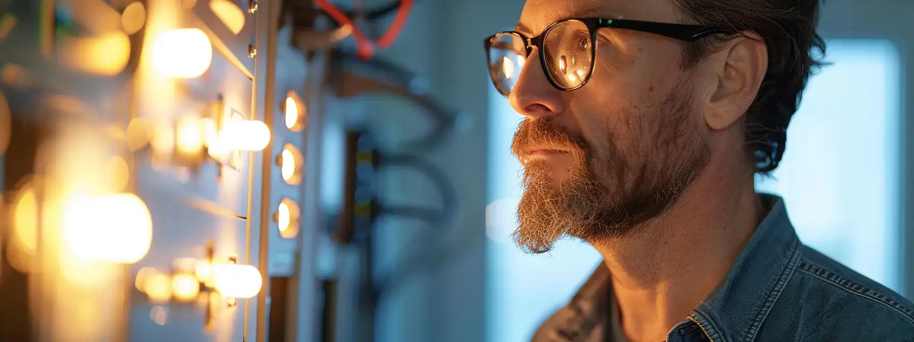 a homeowner looking at their upgraded electrical panel in their calgary home, calculating potential cost savings and benefits.