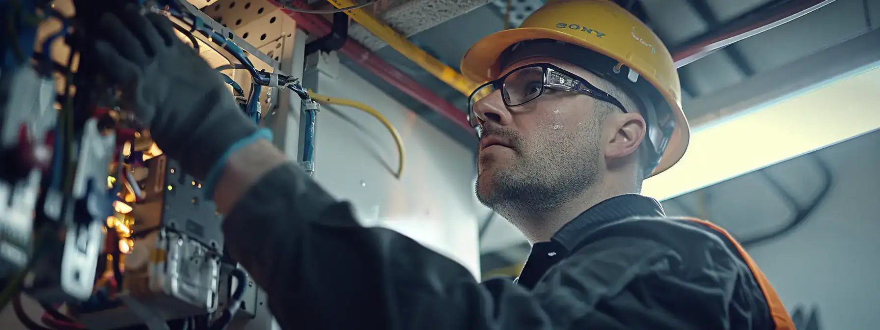 a professional electrician inspecting aluminum wiring in a calgary residence.