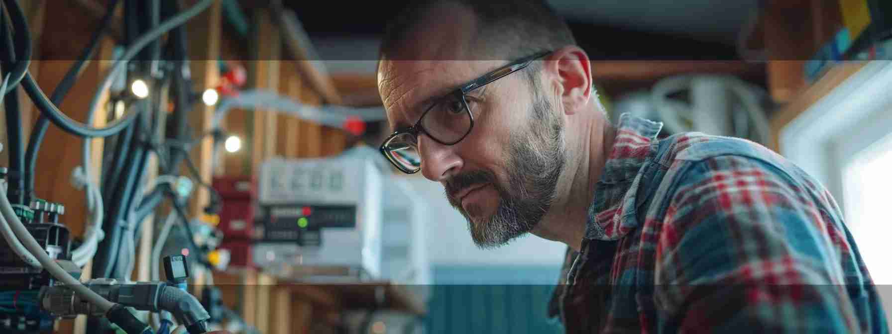 a skilled electrician carefully inspecting newly installed wiring in a modern calgary home.