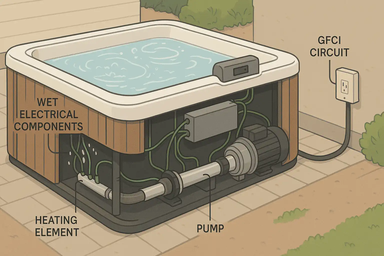 Hot tub electrical components and GFCI circuit causing breaker trips in Calgary