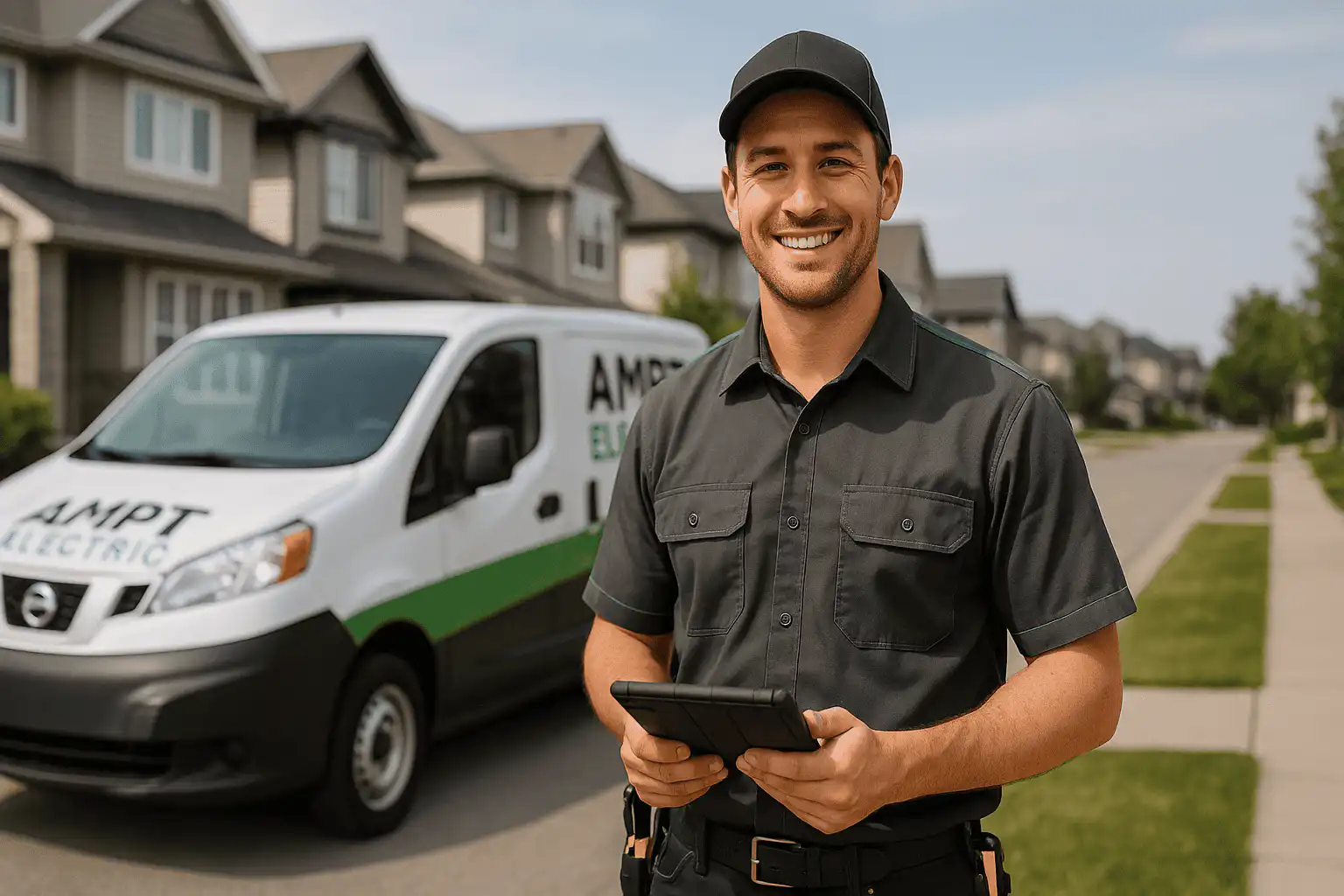 Ampt Over Electric certified technician ready to assess knob and tube wiring at a Calgary residential property